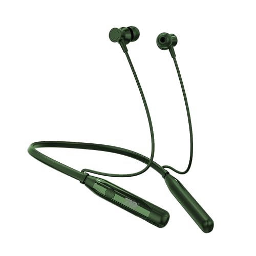 Image of RD Telinet M-15 Jolt Wireless Bluetooth Neckband Earphones, 66H Playtime, 15mm Dynamic Drivers, Bluetooth v5.3, ENC Calling, Dual Pairing, Fast Charging, IPX5 Water Resistant, Deep Bass - Green