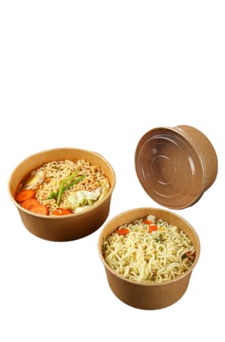紙製 飯碗 使い捨て 耐熱 カップ麺 容器 弁当箱 食品グレード クラフト紙 和風 家庭用 ギフト 箸付き パーティー 行事 業務用 大容量MumuElf (1000ml,A)