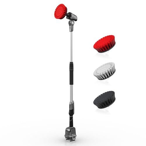 Image of Hoover ONEPWR Telescoping Cordless Scrubber, Water Resistant, with 4-Feet Extending Cleaning Reach, BH51000V + 3-Piece Multi-Purpose Cleaning Brush Kit, AH86400