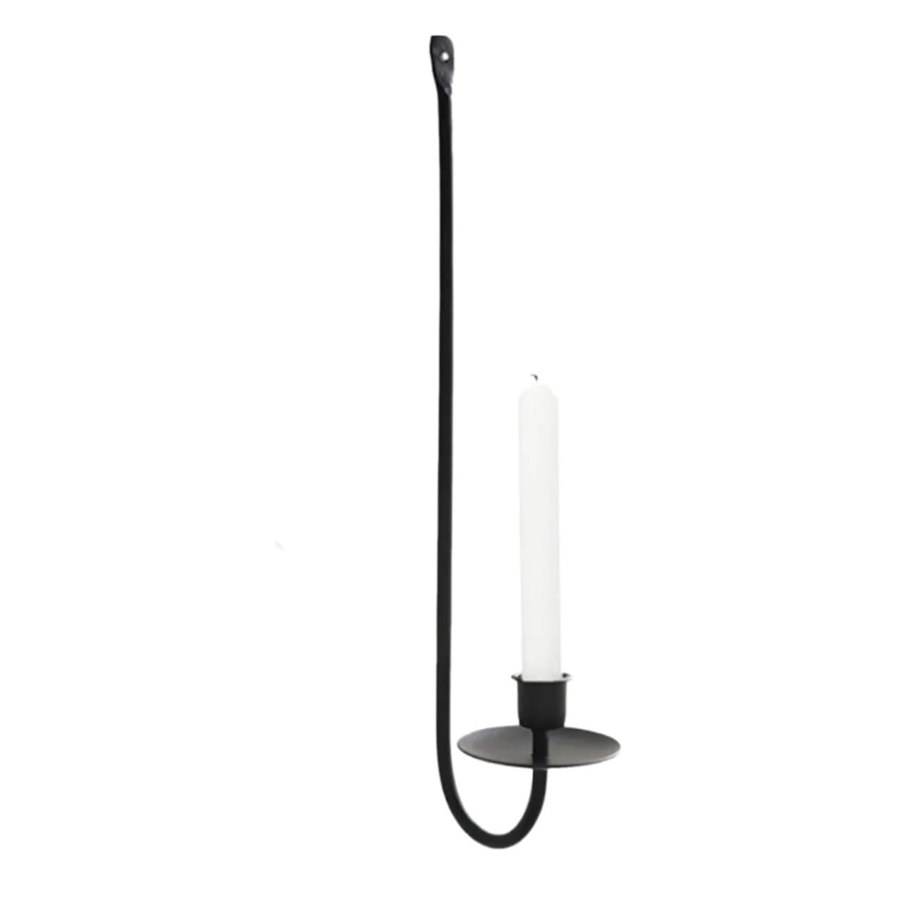 2pcs Retro Wall Mount Fireplace Candle Holder L-shape Home Decoration Candlestick Metal Candlelight Dinner Props Wedding Party For Bathroom Bedroom Hallway(Black)