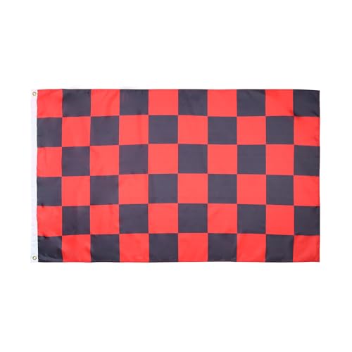 AZ FLAG Bandera A Cuadros Rojos Y Negros 150x90cm - Bandera de Carreras AUTOMOVILES - Rojo Y Negro 90 x 150 cm