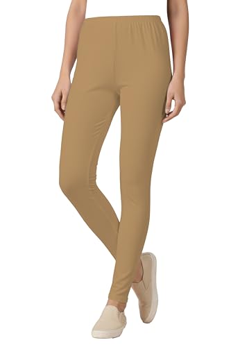 Image of Women's Cotton Lycra Ankle Length Leggings | Regular Rise, Soft 4 Way Stretch Fabric | Casual & Ethnic Wear