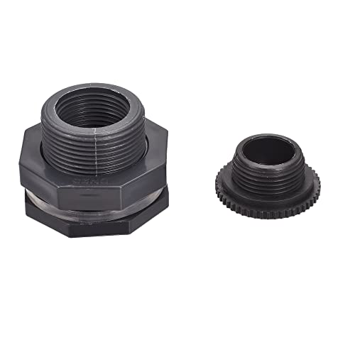 M METERXITY 1 Set PVC Bulkhead Fitting, Threaded Bulkhead Water Tank Connector, with Plug Fitting, Apply to Aquariums
