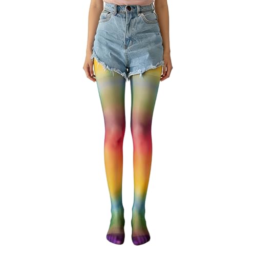 XnxnzhHo Womens Rainbow Tights Pride Day Stockings Colorful Pantyhose Sheer Stockings for Party Costume Accessories
