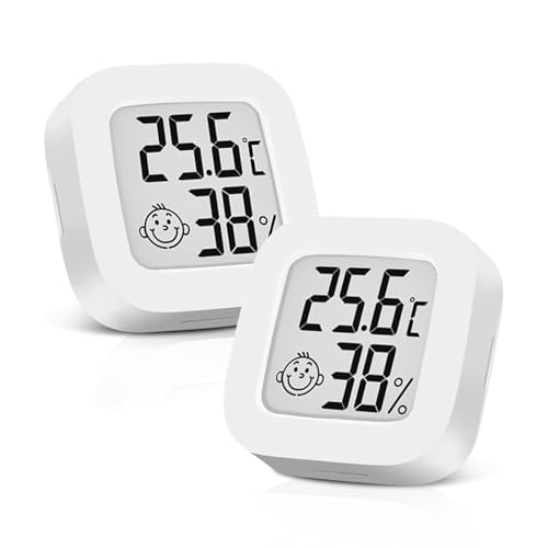 2PCS Hygromètre Numérique Thermomètre Intérieur Thermometre Frigo Digital, Petit Moniteur Mini Numérique à Haute Précision Capteur Humidité Température Station Meteo Interieur Exterieur Maison/Cave