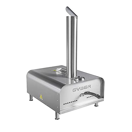 GYBER Fremont Stainless Steel Portable Outdoor Patio Wood Fired 12 Inch Pizza Maker Countertop Oven, For Pizza, Burgers, Fish, & More, Silver