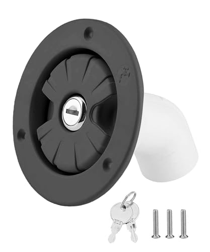 Flaconi Deposito Agua Camper,Tapa del Dispensador de Agua por Gravedad, Llenado de Agua para Vehículos Recreativos con 2 Llaves,Adecuado para Remolque Barco Caravana Camping Autocaravana (Negro)