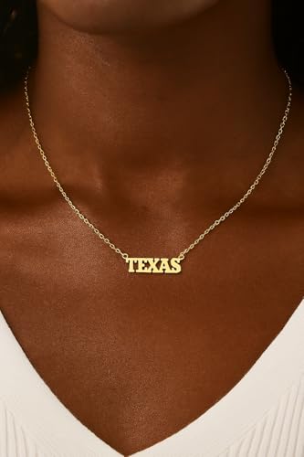 Texas State Pendant Letter Name Necklace 18K Gold Plated Stainless Steel Statement Jewelry for Women High Polished Finished Charm Any Occasion Gift Idea3