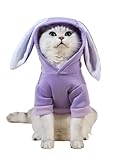 QWINEE Rabbit Ear Dog Hoodie Cold Weather Sweatshirt Holidy Halloween Costumes Dog Clothes for Cat Puppy Small Medium Dogs Purple A Large