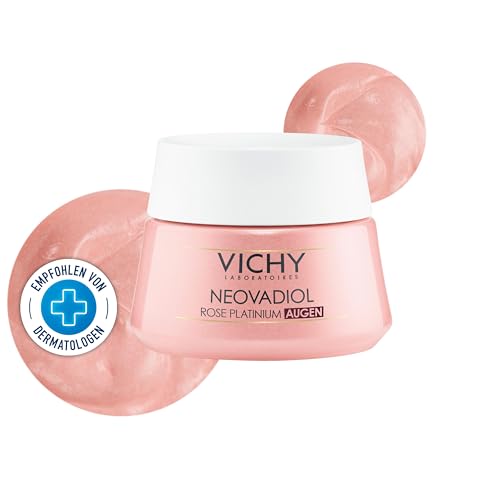 Vichy Neovadiol Rose Platinum Augencreme, Mit Vulkanischem Wasser, Calcium, Koffein und Rosenextrakt, Bei Augenringen und Falten, Dermatologisch getestet, 15 ml
