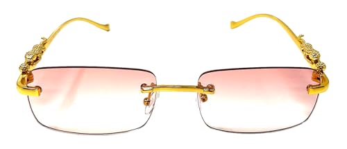 Dweebzilla Metal Jaguar Slim Rimless Luxury Rectangular Sunglasses2