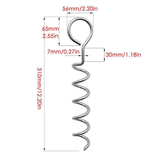 Lot de 4 piquets de trampoline - Ancre - Pour l'extérieur, le camping - Grand trampoline - Haute performance - Avec forme de tire-bouchon - Kit d'ancrage de trampoline galvanisé avec 4 sangles solides – Image 5
