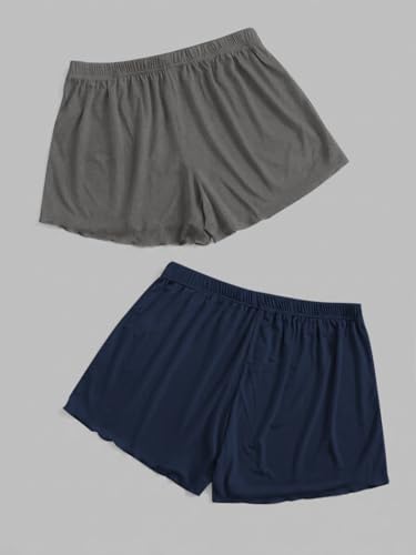 Image of Floerns Women's Plus Size Solid Pajama Shorts 2 Pack Soft Lounge Sleep Shorts