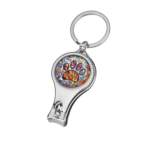 Cat Foot Print Stained Glass Nail Clippers Toenail Clipper Cutters Professional Nail Trimmer Nail Cuticle Cutter for Women Men