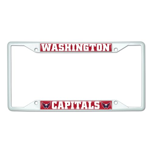 FANMATS 43973 NHL - Washington Capitals License Plate Frame - White – Easy Installation on Truck, SUV, Car - Ideal Gift for Die Hard NHL Fan