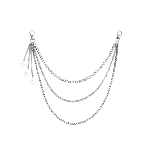 Kilener Jean Pants Chain Y2k Star Waist Chain Goth Multi Layer Chain Belts for Women Men Trousers Skirt Chain Pocket Chain Punk Waist Chain Belt Hip Hop Body Accessories for Women