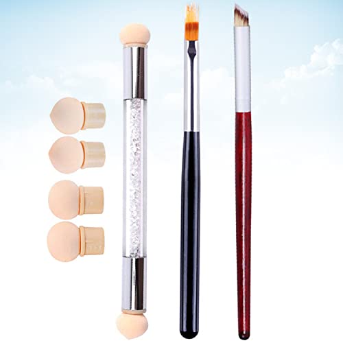 Lot de 3 pinceaux pour nail art avec 4 têtes de rechange pour ongles en gel UV Cover