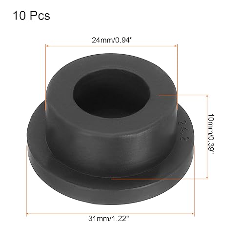 Image of uxcell High Temp Silicone Plug Mount Dia 24mm /0.94 inch T Shaped Rubber Stopper Hole Plugs for Powder Coating Plating Waterproof Plugs Sealing Plugs Black Pack of 10(OD 31mm)