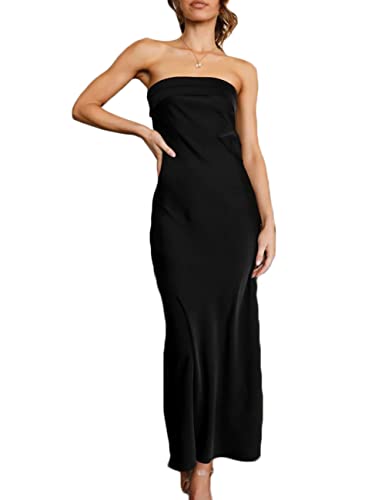 Amazon.com: Realtix Satin Silk Backless Tube Tops Maxi Dress for Women Low Back Hollow Out Elegant Strapless Long Dresses Wedding Guest Black : Clothing, Shoes & Jewelry Amazon.com: Realtix Satin Silk Backless Tube Tops Maxi Dress for Women Low Back Hollow Out Elegant Strapless Long Dresses Wedding Guest Black : Clothing, Shoes & Jewelry