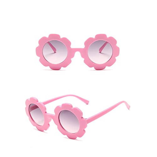 Kids Round Flower Sunglasses Girl flower Shaped Sunglasses Cute Kids Eyewear for Pool Beach Outdoor Age 2-10 Years2