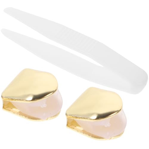 NUOBESTY 2piezas Brackets Chapados Real Individuales Decoración Parrillas Dentales para Cosplay de Halloween Conciertos de Música y Uso Diario para Hombres y Mujeres