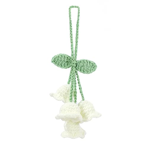 Lily Flower Handmade Knitted Car Mirror Hanging Accessories, Rear Riew Mirror Accessories Car...