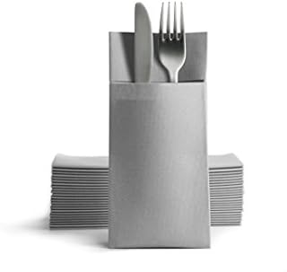 Alvotex CHIC Airlaid 50 Cutlery Napkins, Cutlery Pockets, Fabric-Like, Disposable Napkin, 39 x 40 cm, Grey