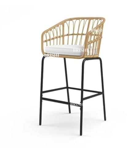 Image of BRISHI Outdoor Bar Set Garden Patio Bar Set 1+2 2Chairs and Table Set Balcony Bar Table with Stool Set (Honey)