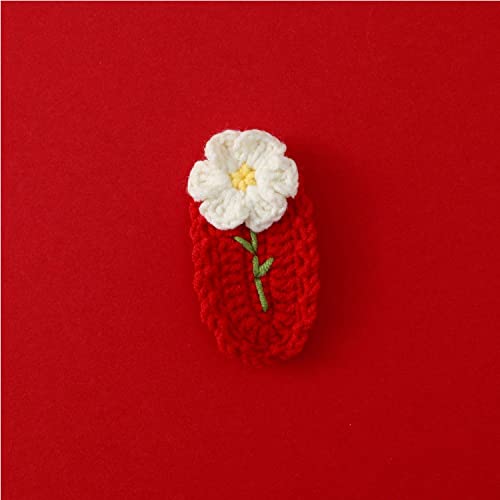 Pinzas de cabello tejidas a crochet para niñas, accesorio para el cabello, clip de mandíbula de sujeción fuerte para cabello grueso y delgado, aplicación de maquillaje (Flor pequeña) miniatura 4