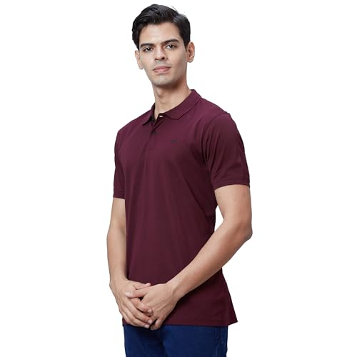 Image of Park Avenue Slim Fit Pure Cotton Print Pattern Polo Neck Casual T-Shirt