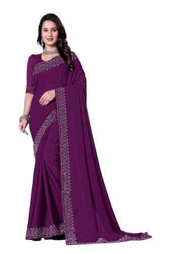 Image of FASHION Women's Trendy Banarasi Kanjivaram Navy Color Art Silk Saree with Blouse Material