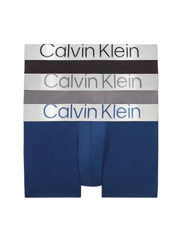 Calvin Klein Herren 3er Pack Boxershorts Low Rise Trunks mit Stretch, Mehrfarbig (Blue Shadow/Grey Sky/Black), S – Ansicht 4