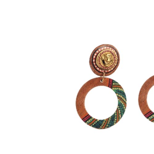 Image of Handcrafted Boho & Ethnic Earrings for Women - Wooden & Brass Statement Designs in Loop, Swing & Motif Styles