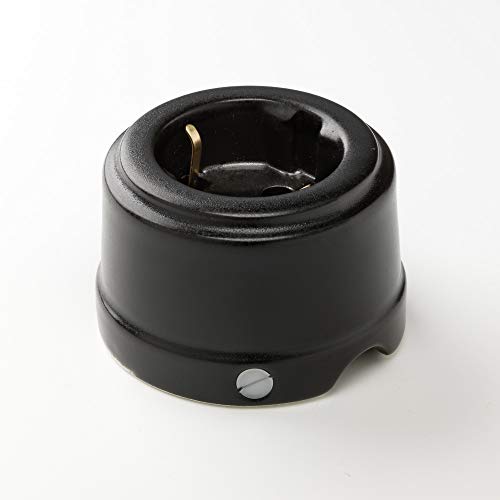 - Presa Unel BELLE ÉPOQUE in stile vintage per installazione con cavo tessile in pregiata porcellana artigianale nero opaco