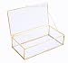 Utopz Golden Glass Jewelry Keepsake Box Home Decor Display Vintage Glass Jewelry Organizer, Decorative Accent, Brass & Clear Glass, 8x4.5x2in