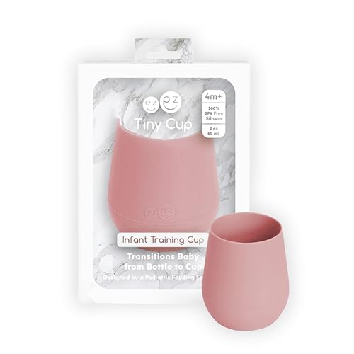 Image of ezpz Tiny Cup (Blush) - 4 months+ - 100% Silicone Training Cup for Infants - Designed by a Pediatric Feeding Specialist - Baby-Led Weaning Essentials & Baby Gifts