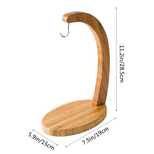 Soporte para plátanos de madera con gancho resistente y base ovalada para encimera 6
