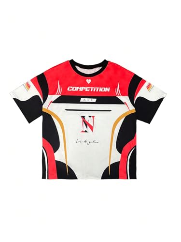 Women's Jersey Shirts Graphic Color Block Racing T Shirt Short Sleeve Crewneck Preppy Tee Tops Vintage Y2K Clothes4