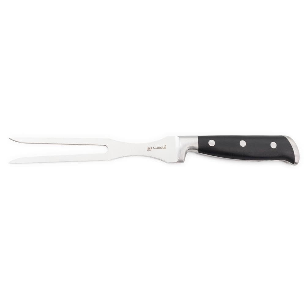 Laguiole Cuisson Tranchiergabel, 30,5 cm, Silber/Schwarz