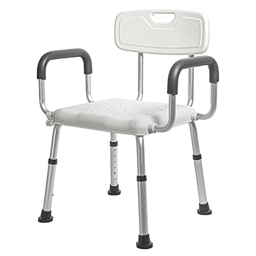 Morimoe Shower Chair for Elderly,Wide Seat,Easy Assembly,Adjustable Height,Non-Slip Feet