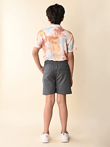 Image of LILPICKS Boys Ombre Printed Shirt With Shorts Set (Multi Grey)