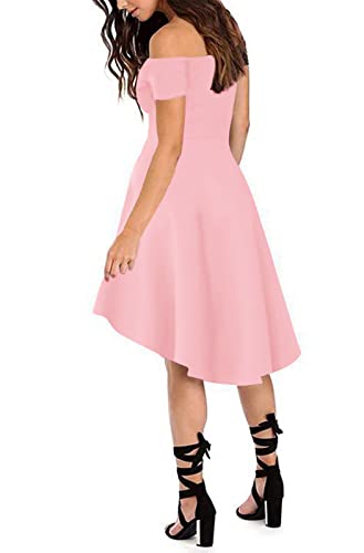 Image of Sarin Mathews Womens Off The Shoulder Short Sleeve High Low Cocktail Skater Dress