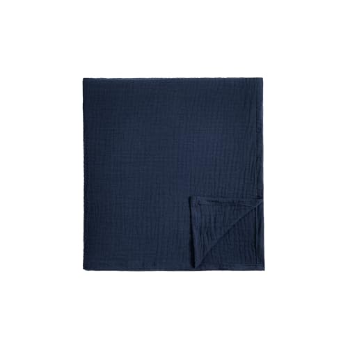 Image of Meracorallo Muslin Swaddle Blanket, 100% Cotton Receiving Blanket Soft and Breathable Swaddle Wrap for Baby Boys and Girls, Navy Blue