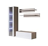 MB Muebles Bonitos | Conjunto de Muebles Luke 2E | Mueble de Melamina Brillo y Mate | Color Sonoma y Blanco