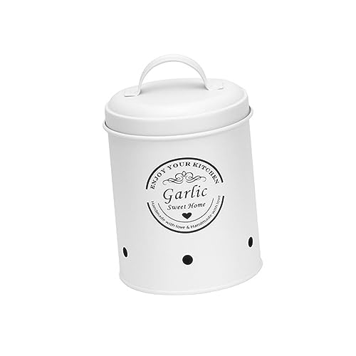 Colcolo Conteneur de Stockage des Aliments Boîte de Rangement pour Pommes de Terre Pots en métal Vintage avec Couvercle hermétique Boîte de Rangement de, Petit Blanc