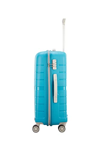 Image of VIP Voyager Pro Ultra Strong Polypropylene Hard Sided Check-in Carry-On Luggagespinner Dual Wheels with Ergonomic Grip Handle (Medium, 67Cm, Blue)