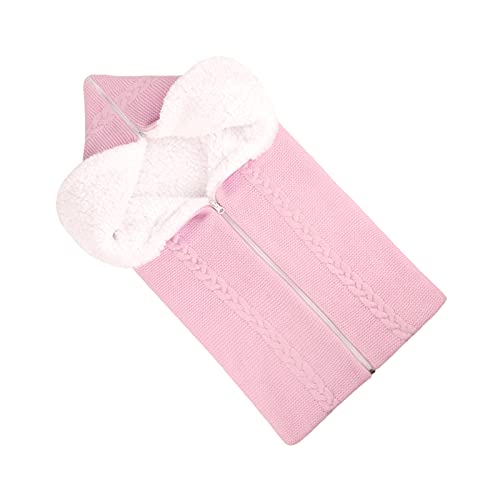 Baby Swaddle Blanket Stroller Wrap Fleece Knit Sleeping Bag Soft Warm Nap Blanket Plus Velvet For 0-12 Month Baby Boys Girls (Pink) #TOP5