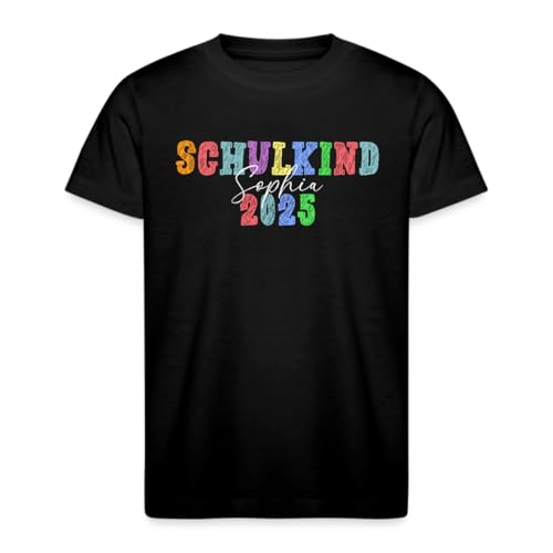 Personalised School Child 2025 with Name First Day of School First Grader Nursery Graduation Children's T-Shirt, black, 152