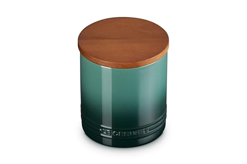 Image of Le Creuset Signature XL Salt Cellar and Storage Canister with Wood Lid, 1.2 qt., Artichaut