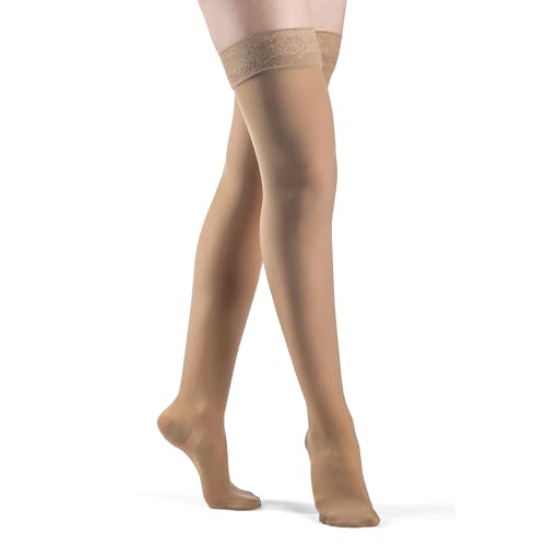 Image of SIGVARIS Women's Style Sheer 780 Closed Toe Thigh-Highs w /Grip Top 15-20mmHg